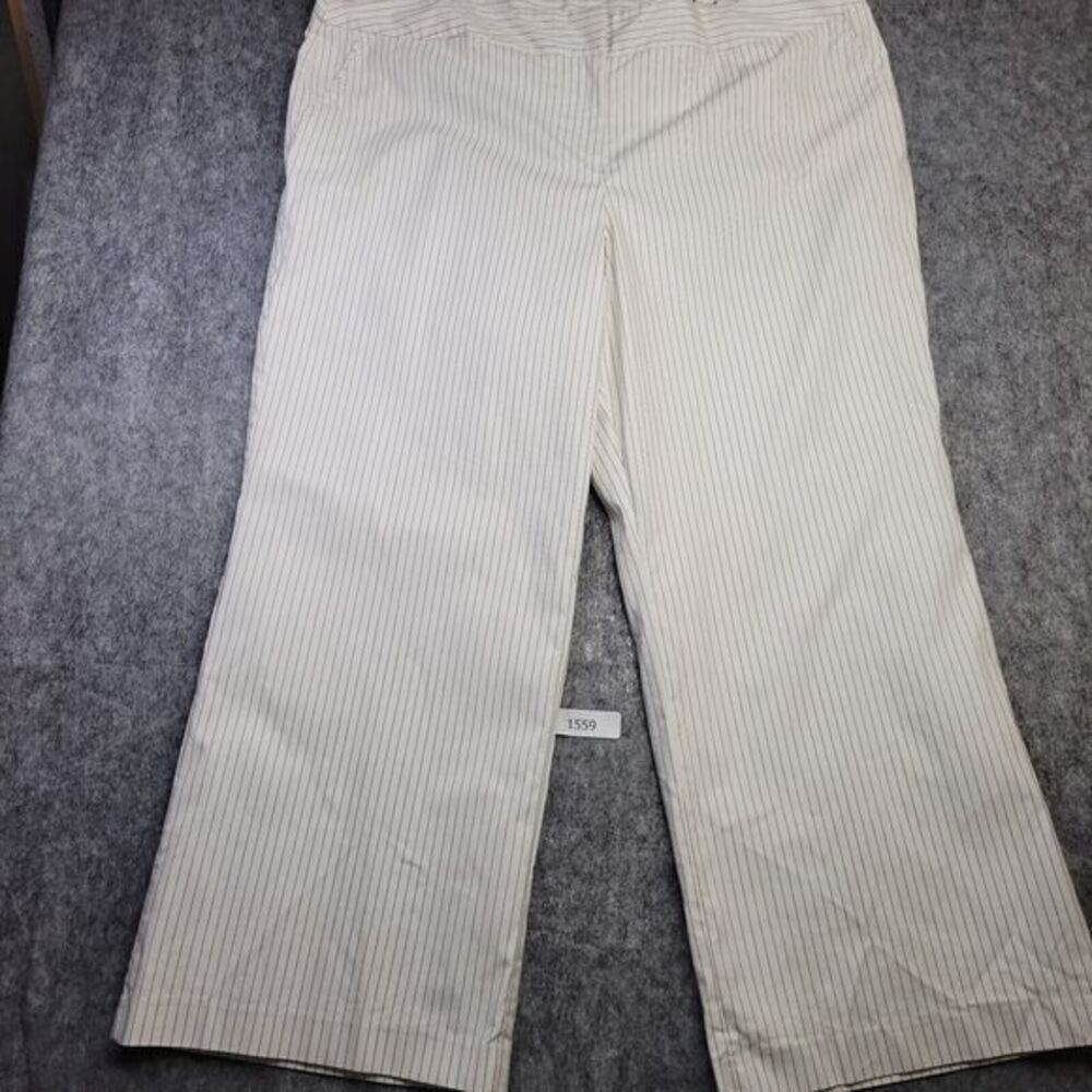 lane bryant women pants size 28 striped white wide leg‎ Lined